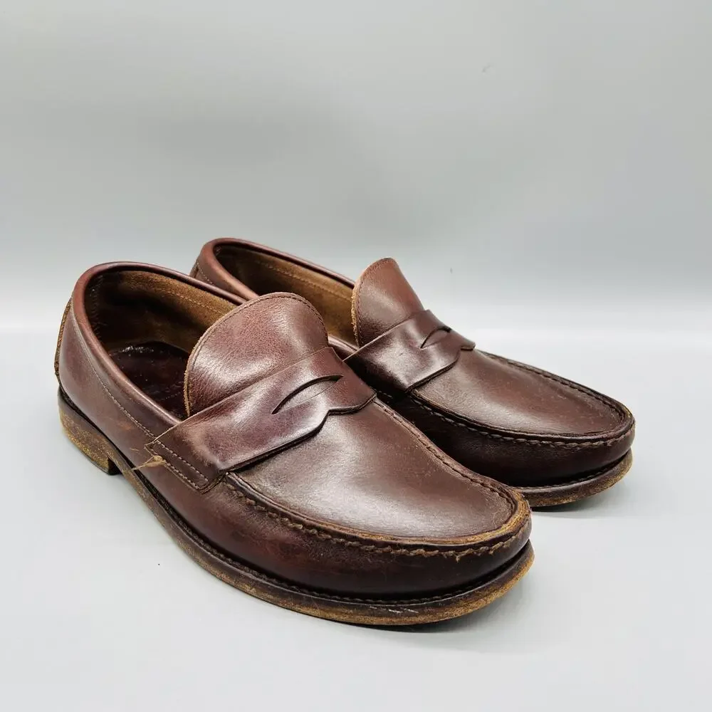 Sid Mashburn Shoes Mens 7 Brown Leather Penny Loafers Slip On Dress Classic